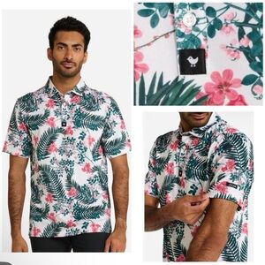 Bad Birdie The Arborist Pique Golf Polo Floral Palm Trees Men’s Sz XL